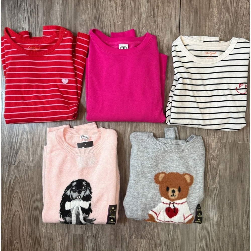 Girls XL 14/16 Top Bundle 5pc Art Class Cat & Jack Athletic Works Sweaters Tops